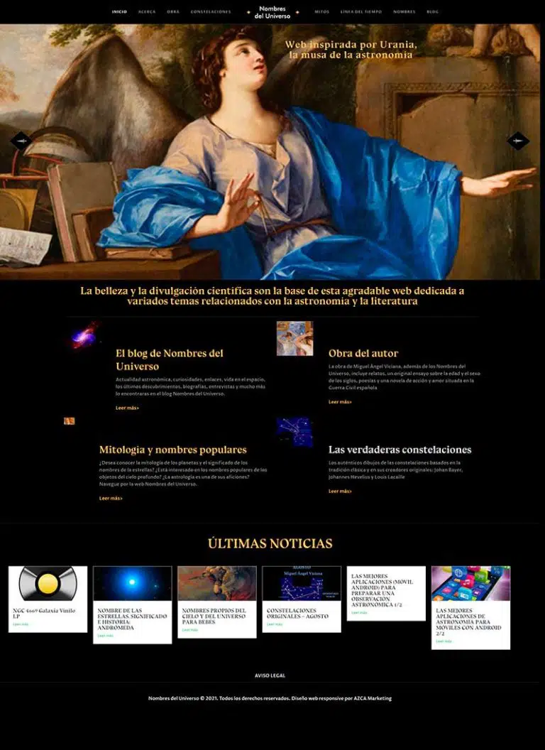 Diseno Web Nombres del Universo