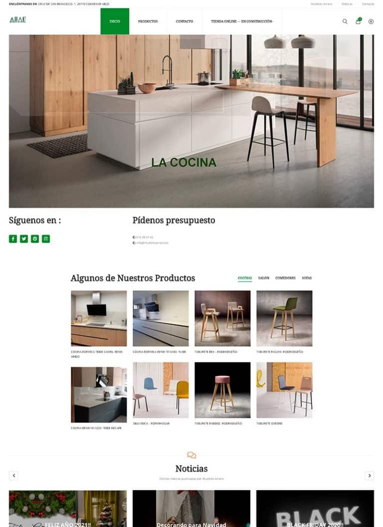 diseño pagina web tienda online muebles arranz responsive