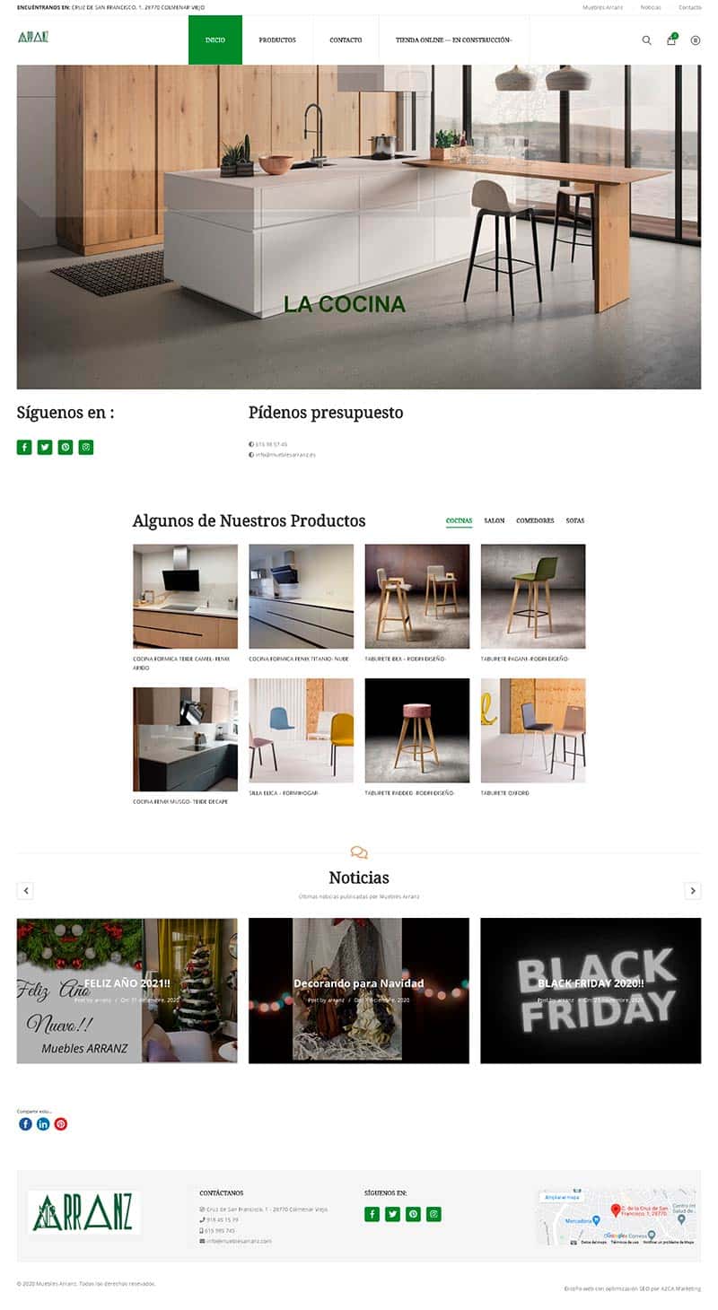 diseño pagina web tienda online muebles arranz responsive
