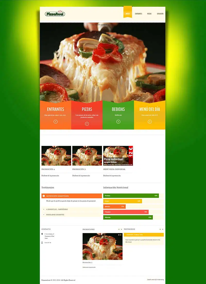 diseño web pizza real